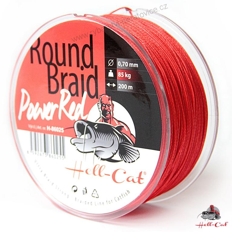 HELL-CAT SPLÉTANÁ ŠŇŮRA ROUND BRAID POWER RED 0,50MM, 57,50KG, 200M