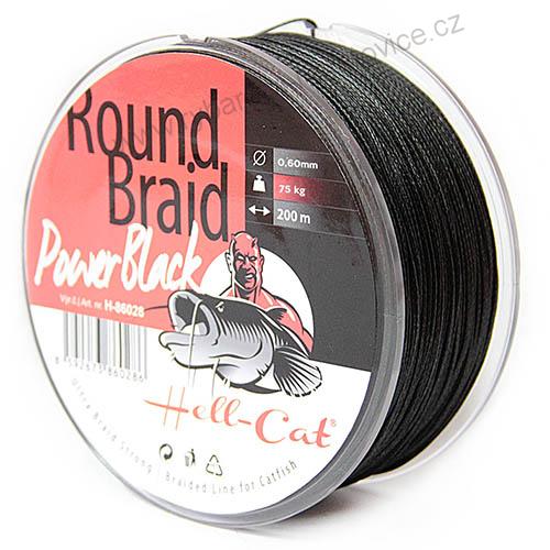 HELL-CAT SPLÉTANÁ ŠŇŮRA ROUND BRAID POWER BLACK 0,80MM, 100KG, 200M
