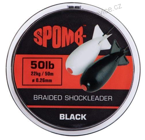 Spomb Splétaná Šňůra Shock Braided Leader Black 50 m - 0,26 mm - 22 kg