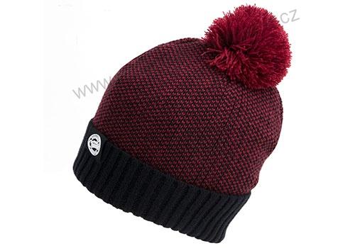 ČEPICE FOX CHUNK BURGUNDY/BLACK BOBBLE HAT
