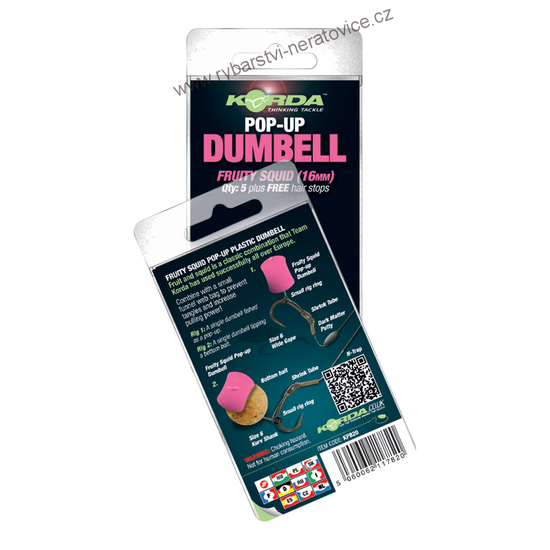 Korda Dumbell Pop-Up Fruity Squid Růžová Ovoce-Oliheň - 12mm - 8ks