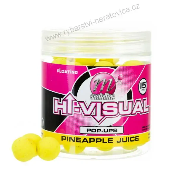Mainline Plovoucí Boilie Pop Ups Hi-Visual 15mm Pineapple Juice (ananas)