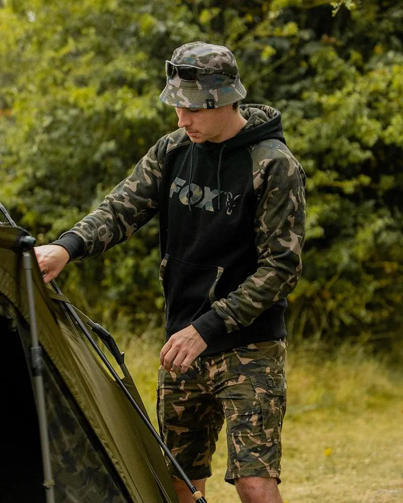 Fox Mikina Black Camo Raglan hoodie - M