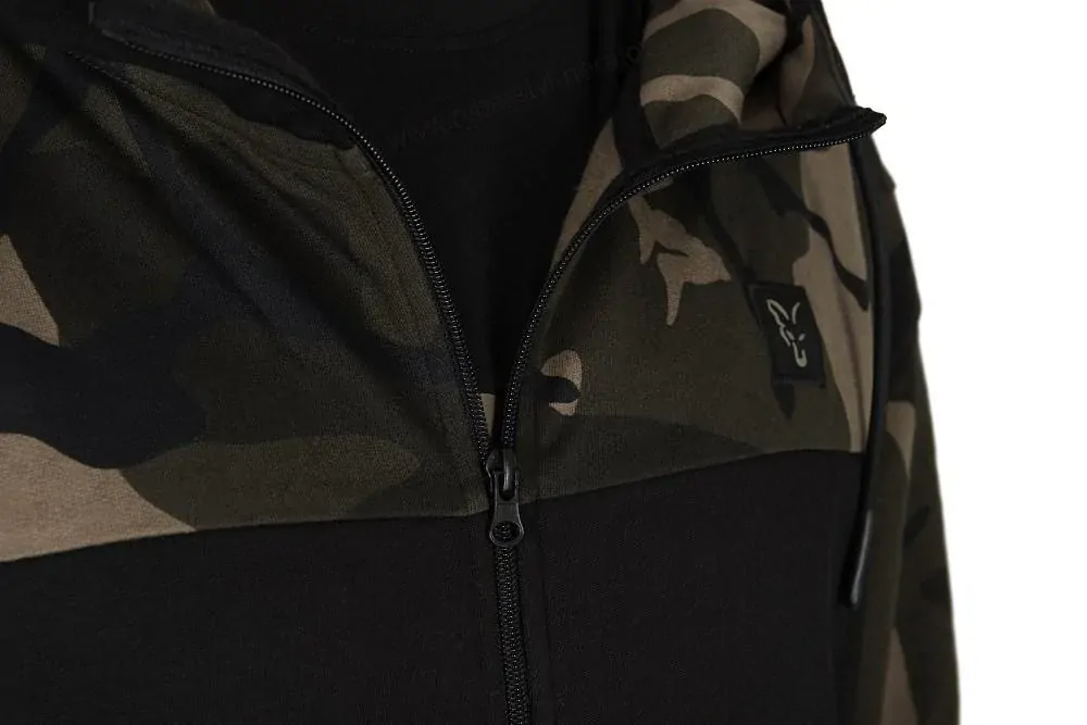Fox Mikina LW Black Camo Split Zip Hoody - L