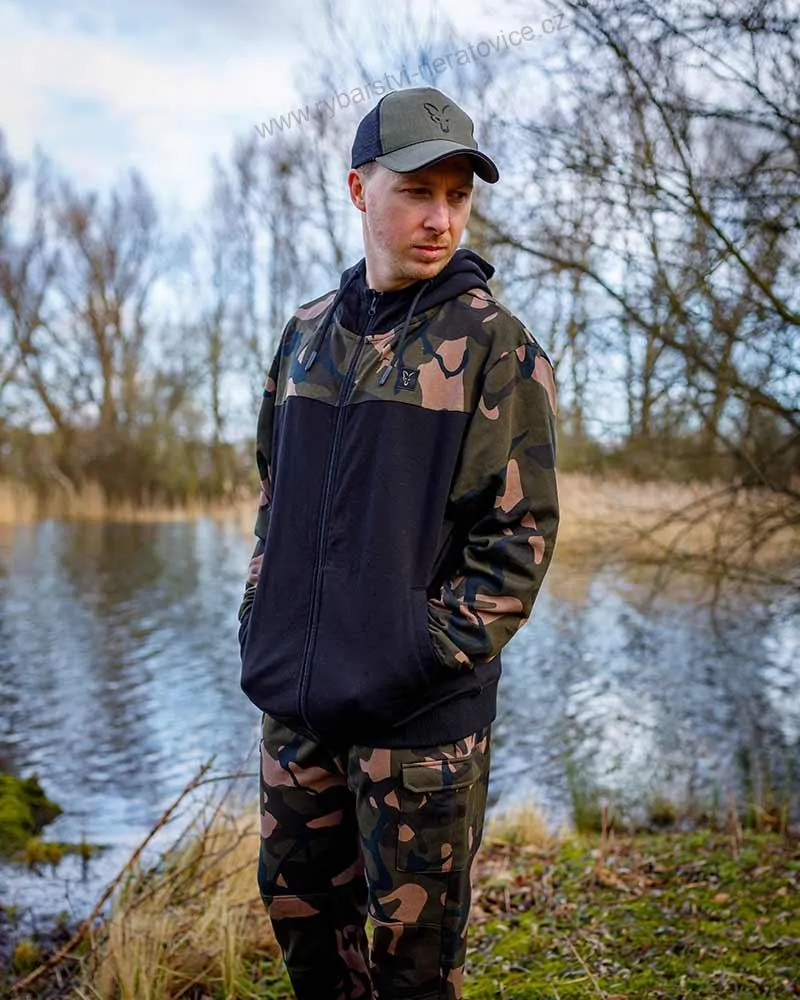 Fox Mikina LW Black Camo Split Zip Hoody - XL