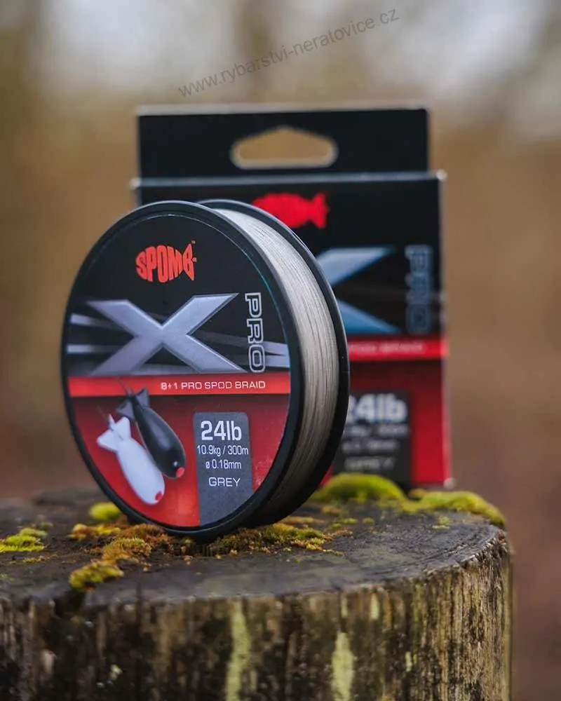 Spomb Splétaná Šňůra X Pro Braid Grey 0,18 mm 300 m