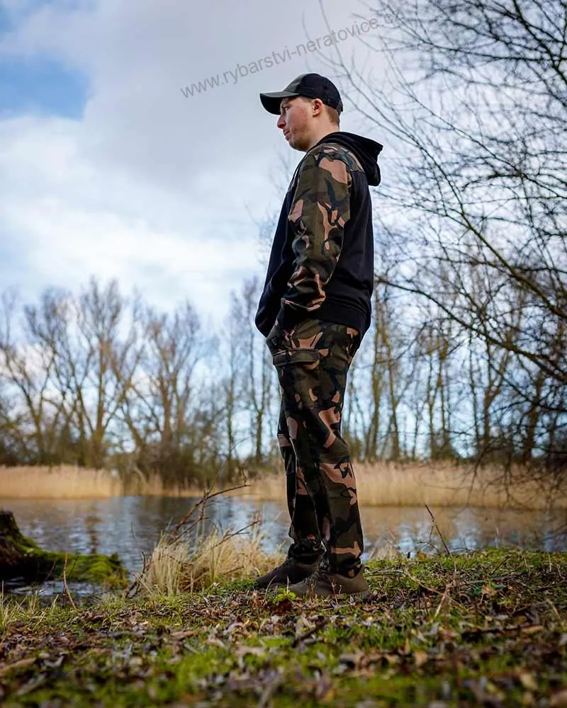 Fox Mikina LW Black Camo Split Zip Hoody - L