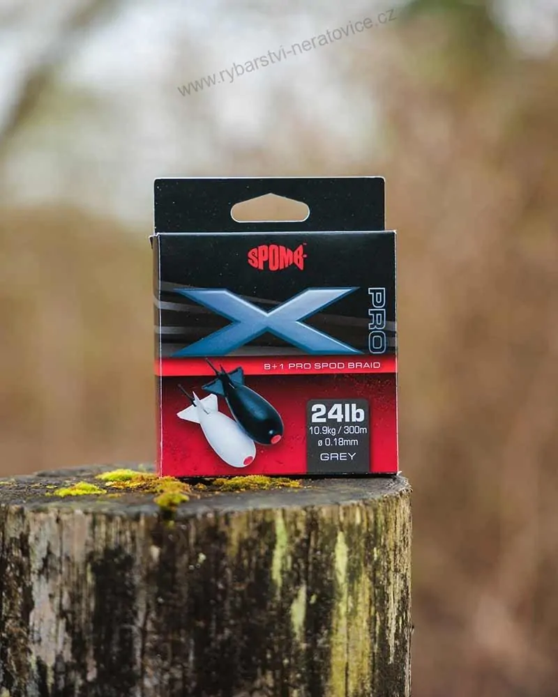 Spomb Splétaná Šňůra X Pro Braid Grey 0,18 mm 300 m