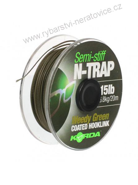 Korda šňůrka potahovaná N-Trap Semi Stiff green 20lb zelená 20m