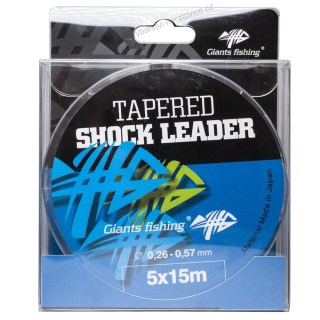 Giants Fishing Ujímaný Šokový Vlasec Tapered Shock Leader 5x15 m - 0,26-0,57 mm