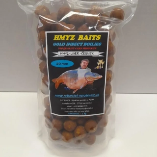 Gold Insect boilies - Hmyz/Liver - Játra/Česnek - 1kg - 20mm