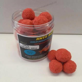 Gold Insect boilies v Powder dipu - Hmyz/Kreveta/Krill - 150g - 20mm