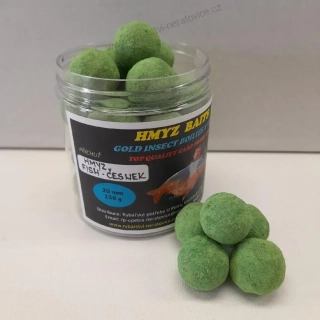 Gold Insect boilies v Powder dipu - Hmyz/Fish/Česnek - 150g - 20mm
