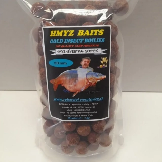 Gold Insect boilies - Hmyz/Švestka/Scopex - 1kg - 20mm