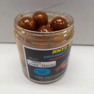 Gold Insect boilies v dipu - Hmyz/Liver - Játra/Česnek - 150g - 20mm