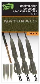 Fox Montáž Edges Naturals Copper Core Power Grip Lead Clip Leaders 3 ks