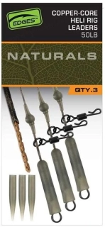 Fox Montáž Edges Naturals Copper Core Heli Rig Leaders 3 ks