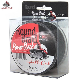 HELL-CAT SPLÉTANÁ ŠŇŮRA ROUND BRAID POWER BLACK 0,80MM, 100KG, 200M