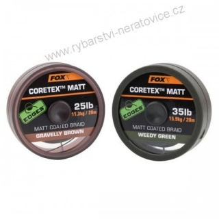 FOX návazcová šňůra Edges Coretex Matt 20 m-Nosnost 25lb / Barva GRAVELLY BROWN