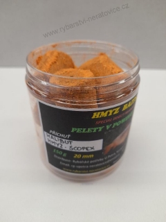 Pelety chytací v Powder Dipu - Halibut - Hmyz/Scopex - 20mm - 150g