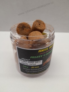 Pelety chytací v Powder Dipu - Halibut - Hmyz/Krill/Squid/Chilli - 20mm - 150g