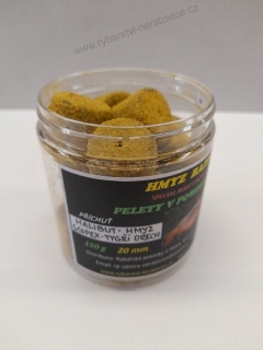 Pelety chytací v Powder Dipu - Halibut - Hmyz/Scopex/Tygří Ořech - 20mm - 150g